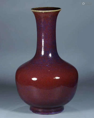 A DAQING QIANLONG NIANZHI MARK FLAMBE GLAZED VASE