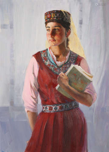 塔吉克乡村女教师 2010年 全山石 油彩画布