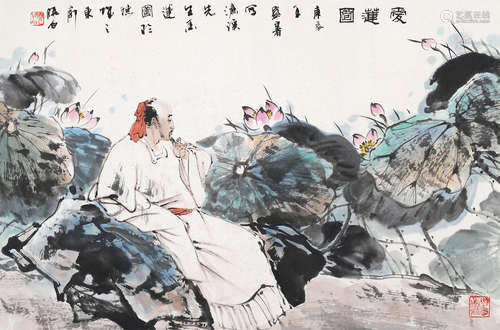 李晓白（b.1958） 爱莲图 镜片 设色纸本