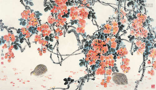 苏百钧（b.1951） 花鸟 镜片 设色纸本