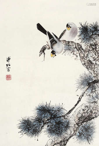 溥佐（1918～2001） 花鸟 镜片 设色纸本