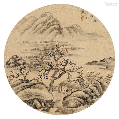 戴熙（1801～1860） 山水团扇 扇面 设色绢本