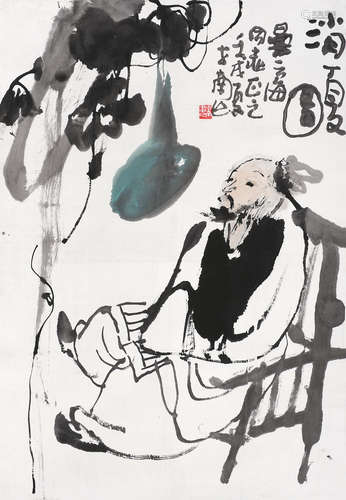 李世南（b.1940） 壬戌（1982）年作 消夏图 镜片 设色纸本