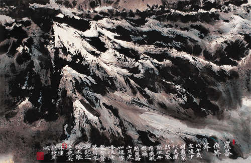 林墉（b.1942） 戊午（1978）年作 昆仑夜莾莾 立轴 设色纸本