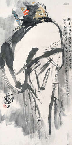 林墉（b.1942） 丁卯（1987）年作 钟馗 立轴 设色纸本