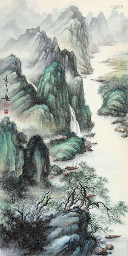 黄幻吾（1906～1985） 青绿山水 立轴 设色纸本