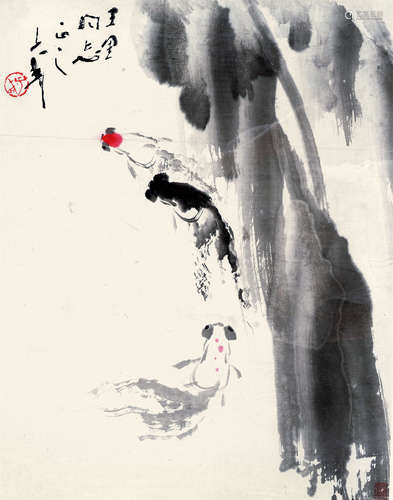 王子武（b.1936） 金鱼 镜片 设色纸本