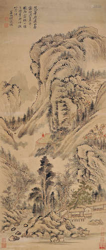 钱维城（1720～1772） 辛卯(1771)年作 溪山春霭 立轴 设色纸本