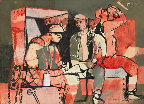 Furnacemen 23.9 x 32.7 cm. (9 3/8 x 12 7/8 in.) Keith Vaughan(British, 1912-1977)