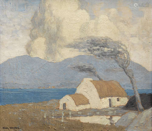 Achill Cottage, Lough Corrib 35.7 x 40.8 cm. (14 x 16 in.) Paul Henry R.H.A.(Irish, 1876-1958)