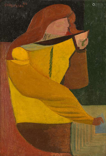 Woman Writing 23.4 x 15.3 cm. (9 1/8 x 6 in.) Robert Colquhoun(British, 1914-1962)