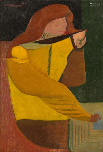 Woman Writing 23.4 x 15.3 cm. (9 1/8 x 6 in.) Robert Colquhoun(British, 1914-1962)