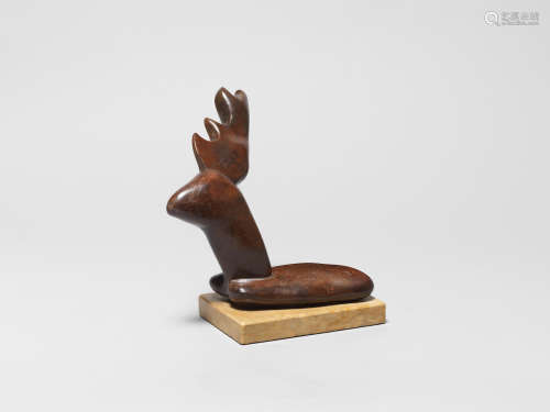 Stag 19.2 cm. (7 1/2 in.) high (excluding the base) unique John Rattenbury Skeaping RA(British, 1901-1980)