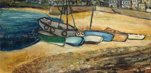 Fishing Boats, Cornwall 61 x 121.5 cm. (24 x 47 3/8 in.) Alan Lowndes(British, 1921-1978)