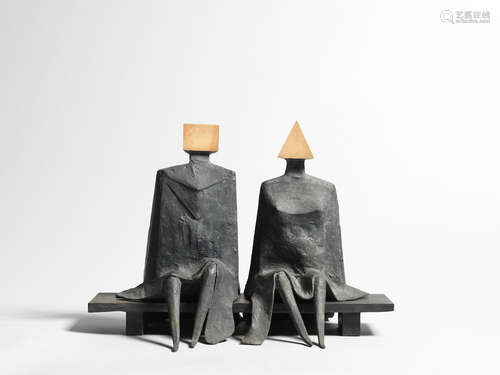 Maquette I Sitting Couple on Bench 40.7 cm. (16 in.) wide Lynn Chadwick R.A.(British, 1914-2003)