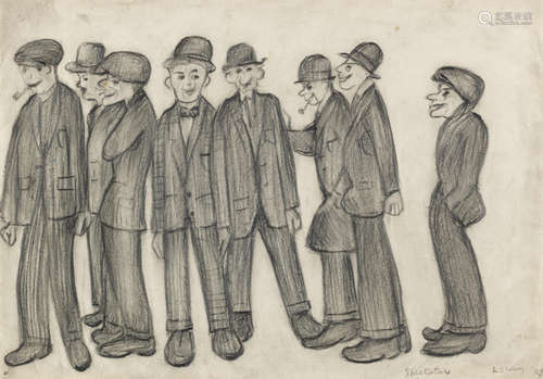 The Spectators 24.2 x 34.4 cm. (9 1/2 x 13 1/2 in.) Laurence Stephen Lowry R.A.(British, 1887-1976)