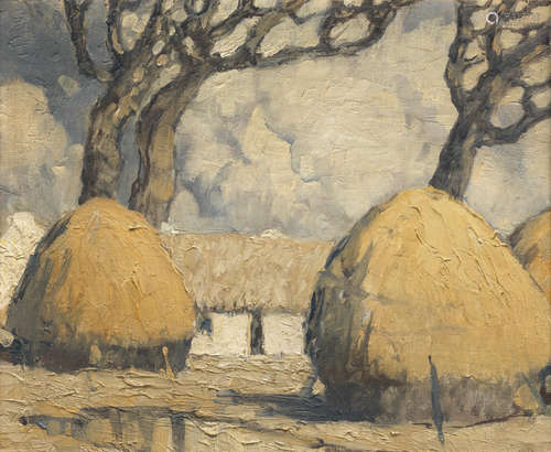 Hayricks 25.4 x 35 cm. (10 x 12 in.) Paul Henry R.H.A.(Irish, 1876-1958)