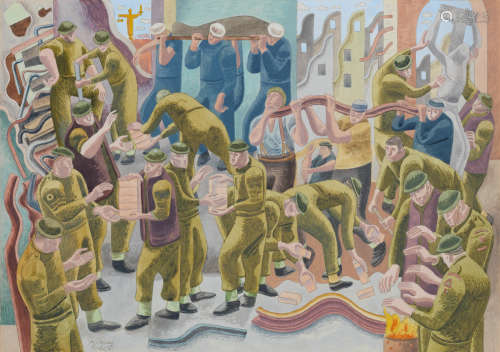 Demolition Squad 28.3 x 38.2 cm. (11 1/8 x 15 in.) (sheet); 24.3 x 34.2 cm. (9 1/2 x 13 1/2 in.) (image) William Roberts R.A.(British, 1895-1980)