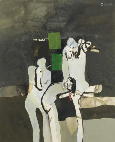 Three Figures II 48.5 x 40.2 cm. (19 1/8 x 15 7/8 in.) Keith Vaughan(British, 1912-1977)