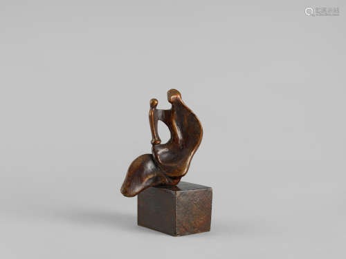 Seated Mother and Child: Thin 24.2 cm. (9 1/2 in.) high (including the base) Henry Moore O.M., C.H.(British, 1898-1986)