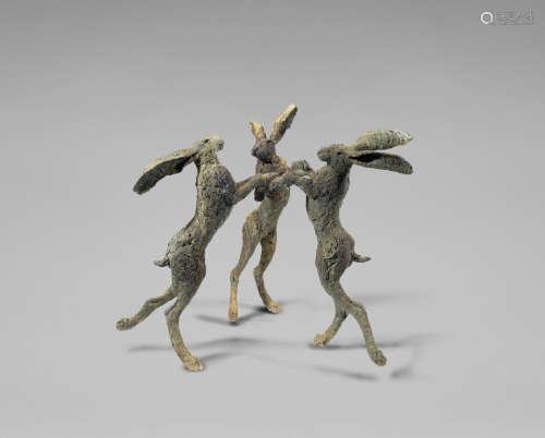 Dancing Hares 174 cm. (68 1/2 in.) wide Conceived in 1977 in an edition of 9 Sophie Ryder(British, born 1963)