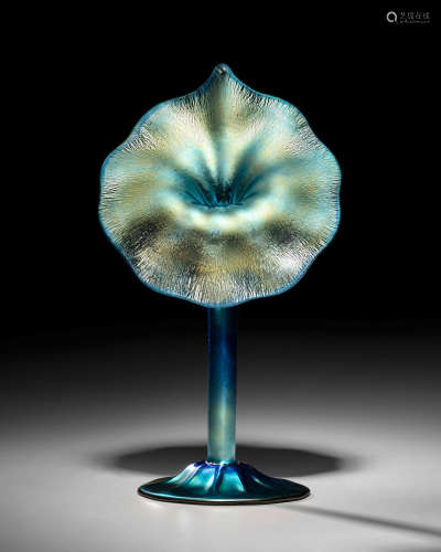 Jack-in-the-Pulpit Vasecirca 1919model number 1966, blown iridescent glass, engraved 'L.C. Tiffany Favrile 1966' height 11 1/4in (28.5cm); width 6 1/4in (16cm); depth 4 1/4in (11cm)  Tiffany Studios (1899-1919)