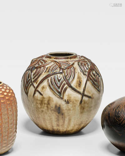 Living Stones Vase1969-74for Royal Copenhagen, stoneware with Sung glaze N7703, incised 'SALTO 192', painted '20561 and three wavy lines, impressed 'Royal Copenhagen'height 8 1/2in (21.5cm); diameter 8 1/4in (21cm)  Axel Salto (1889-1961)