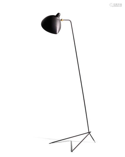 Simple Floor Lampcirca 1955designed 1953, for Ateliers Serge Mouille, enameled steel, enameled aluminum, brassheight 62 1/4in (158cm); width 29in (73.5cm); depth 14 3/8in (36.5cm)  Serge Mouille (1922-1988)