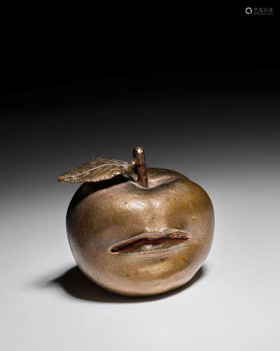 Early Pomme Bouche circa 1968artist's proof, patinated bronze, stamped three times 'Lalanne', top of leaf stamped 'EA'height 2 1/2in (6.5cm); width 2 3/4in (7cm); depth 2 3/4in (7cm)  Claude Lalanne (born 1924)