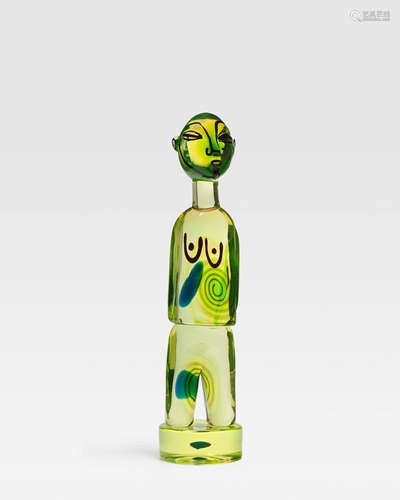 (Untitled) Monumental Figure1964-72for Cenedese, uranium glass with internal decorationheight 22 3/4in (58cm); diameter 5 1/2in (14cm)  Ermanno Nason (1928-2013)