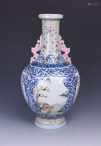 Chinese imperial blue and white and famille rose