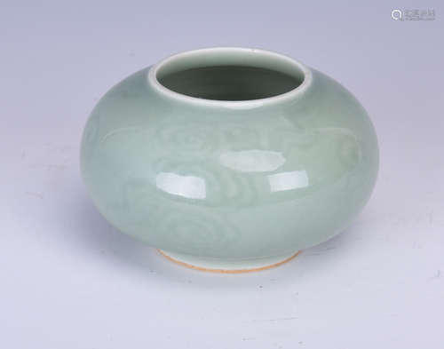 Chinese celadon porcelain brush washer, Qianlong mark.