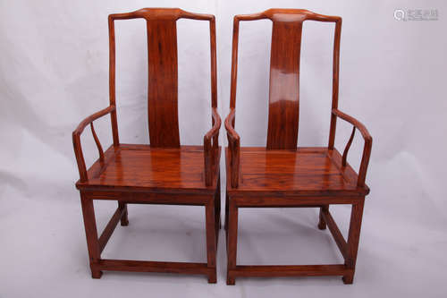 Pair of Chinese Huanghuali chairs.