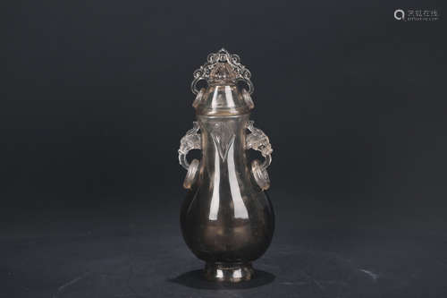 Chinese carved rock crystal vase.