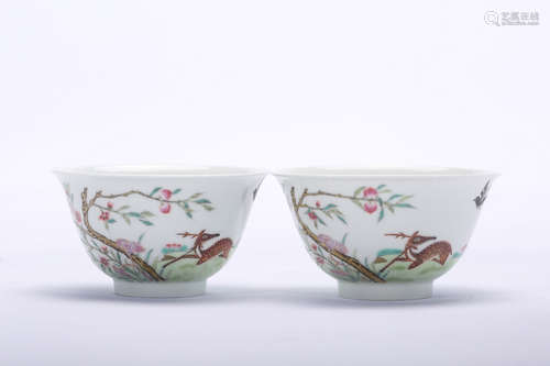 Pair of Chinese famille rose porcelain bowls, marked.