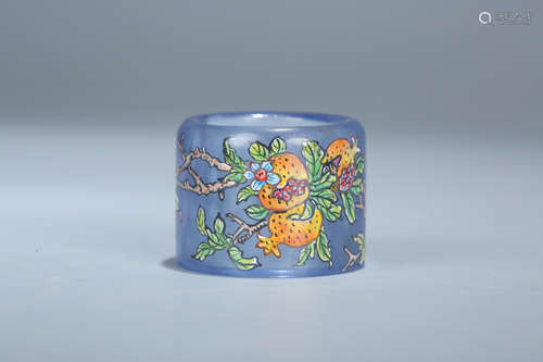 Chinese enameled Peking glass thumb ring.