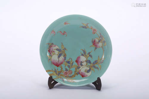 Chinese famille rose porcelain plate, Qianlong mark.