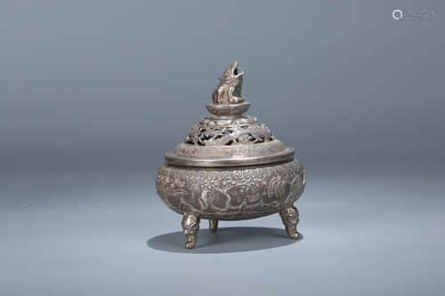 Chinese silver incense burner.