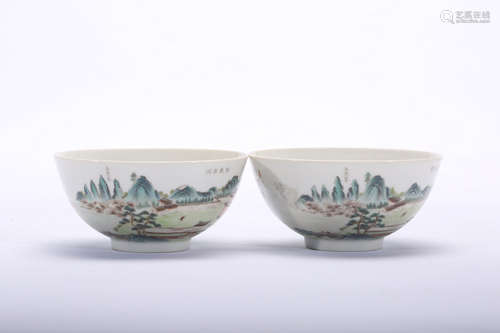 Pair of Chinese famille rose porcelain bowls, Daoguang