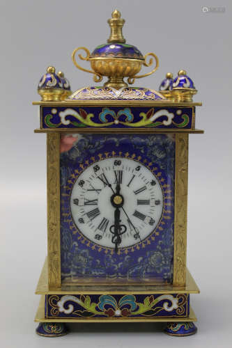 Chinese enameled cloisonne clock.