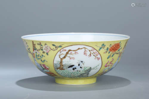 Chinese famille rose porcelain bowl, Guangxu mark.