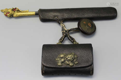 Japanese tobacco or money pouch, Meiji era