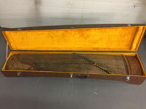 Chinese vintage guzheng in box.