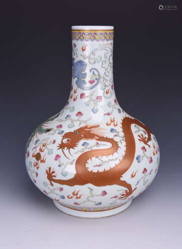 Chinese famille rose porcelain vase, Guangxu mark.