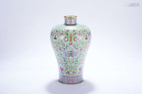Chinese famille rose porcelain meiping vase.