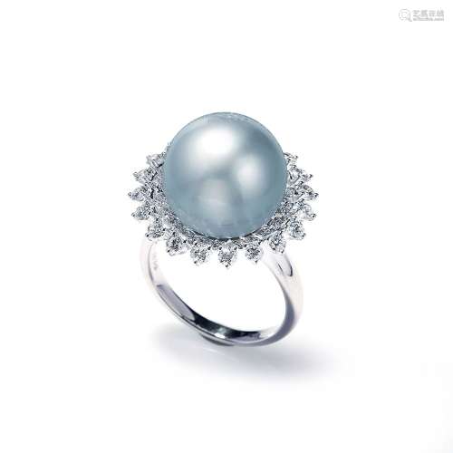 南洋白珍珠配钻石 戒指