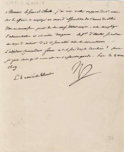 拿破仑 1809年 签字信 纸本