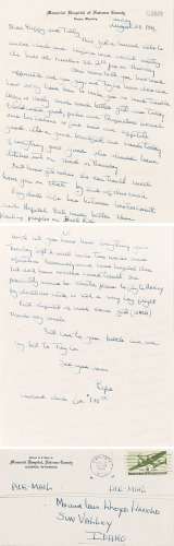 海明威 1946年 书信（一纸双面及信封） 纸本