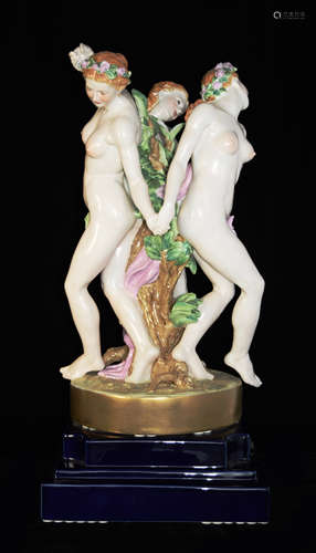 A Continental Porcelain Statue of the Three Graces