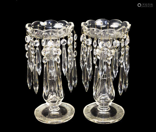 A Pair of Crystal Candle Sticks